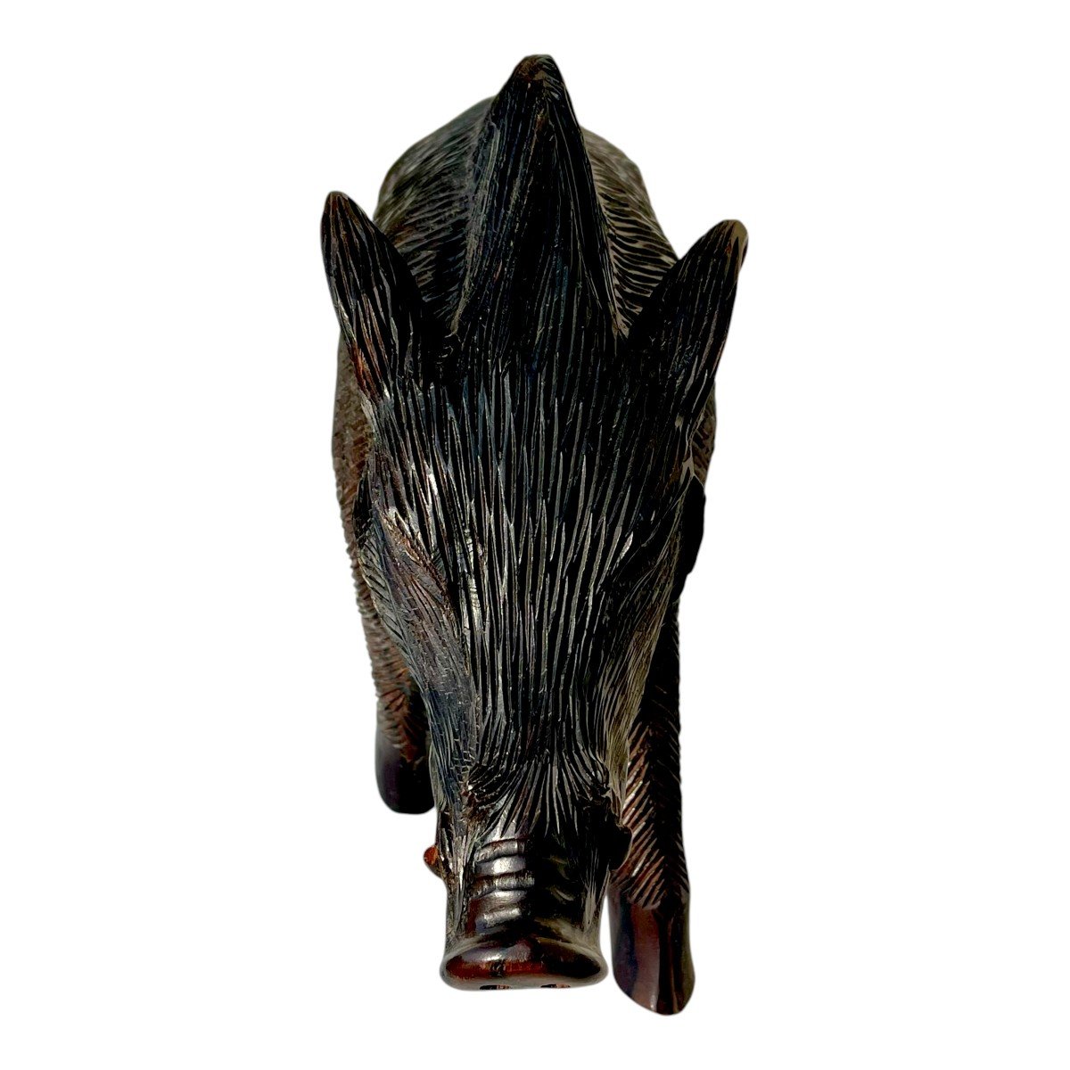 Large Ebony Wild Boar - Wooden Animal Sculpture - Hunting-photo-3