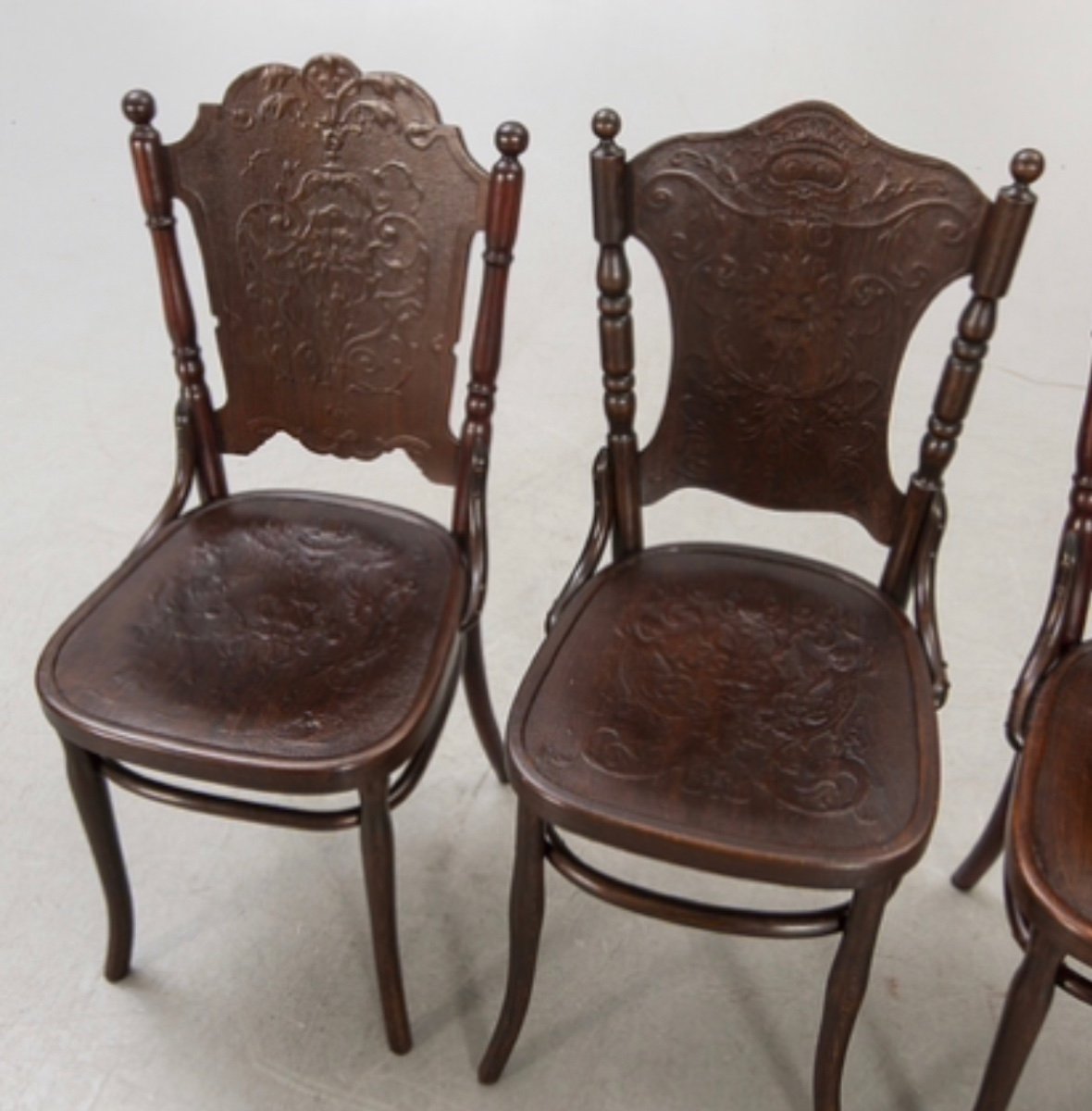 4 Curved Wooden Chairs By Jacob & Josef Kohn Vienna Early 20th-photo-2