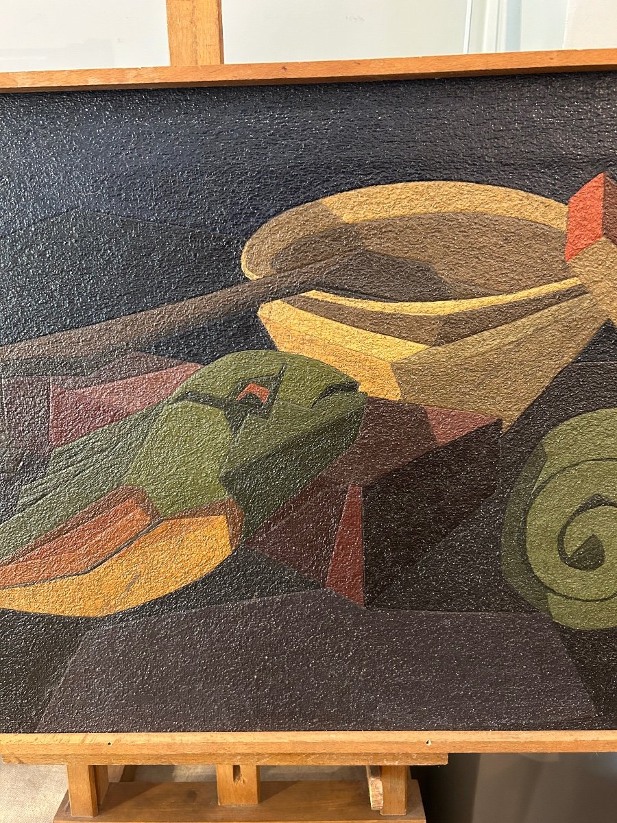 Tableau Italien Représentant Une Nature Morte Au Poisson  1961 Signée Pigazzo-photo-4