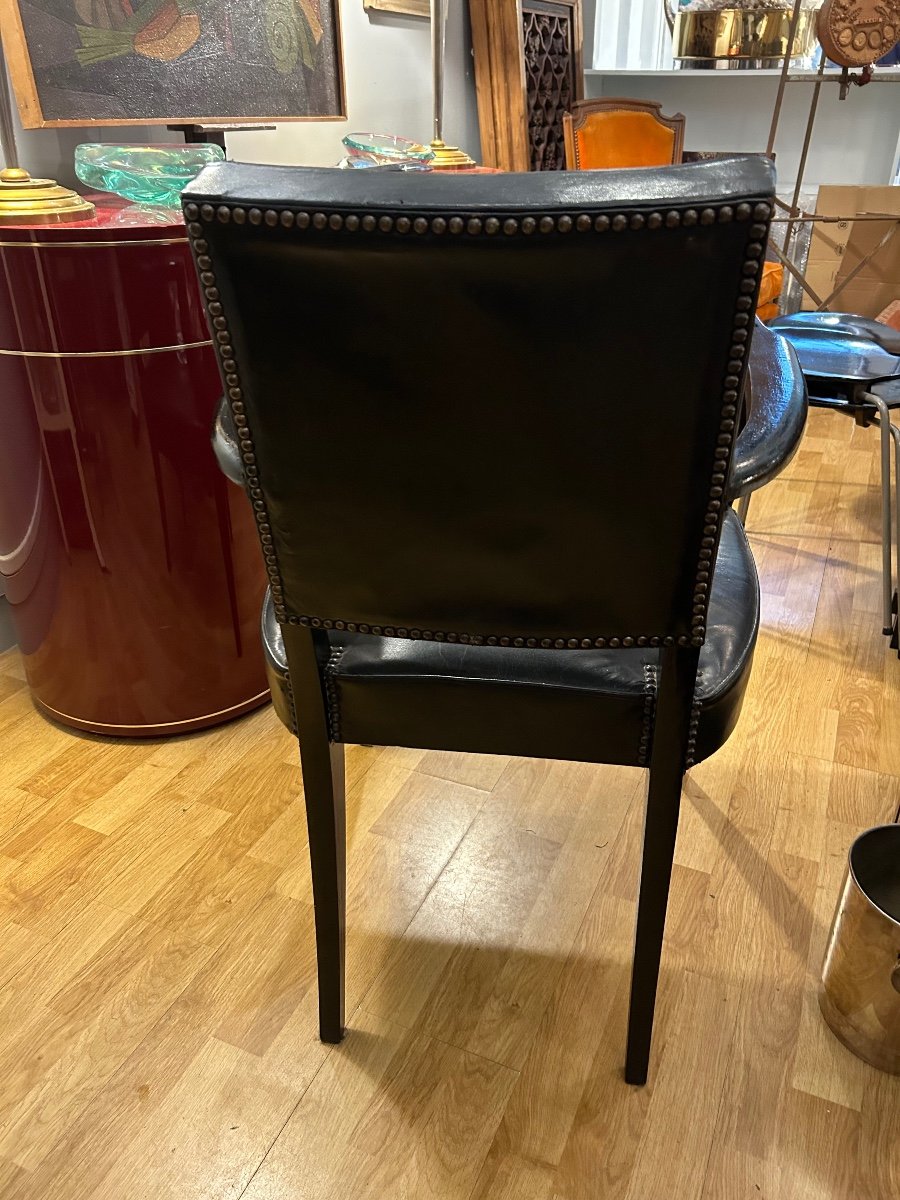 Black Studded Leather Office Chair. 50/60 Design-photo-3