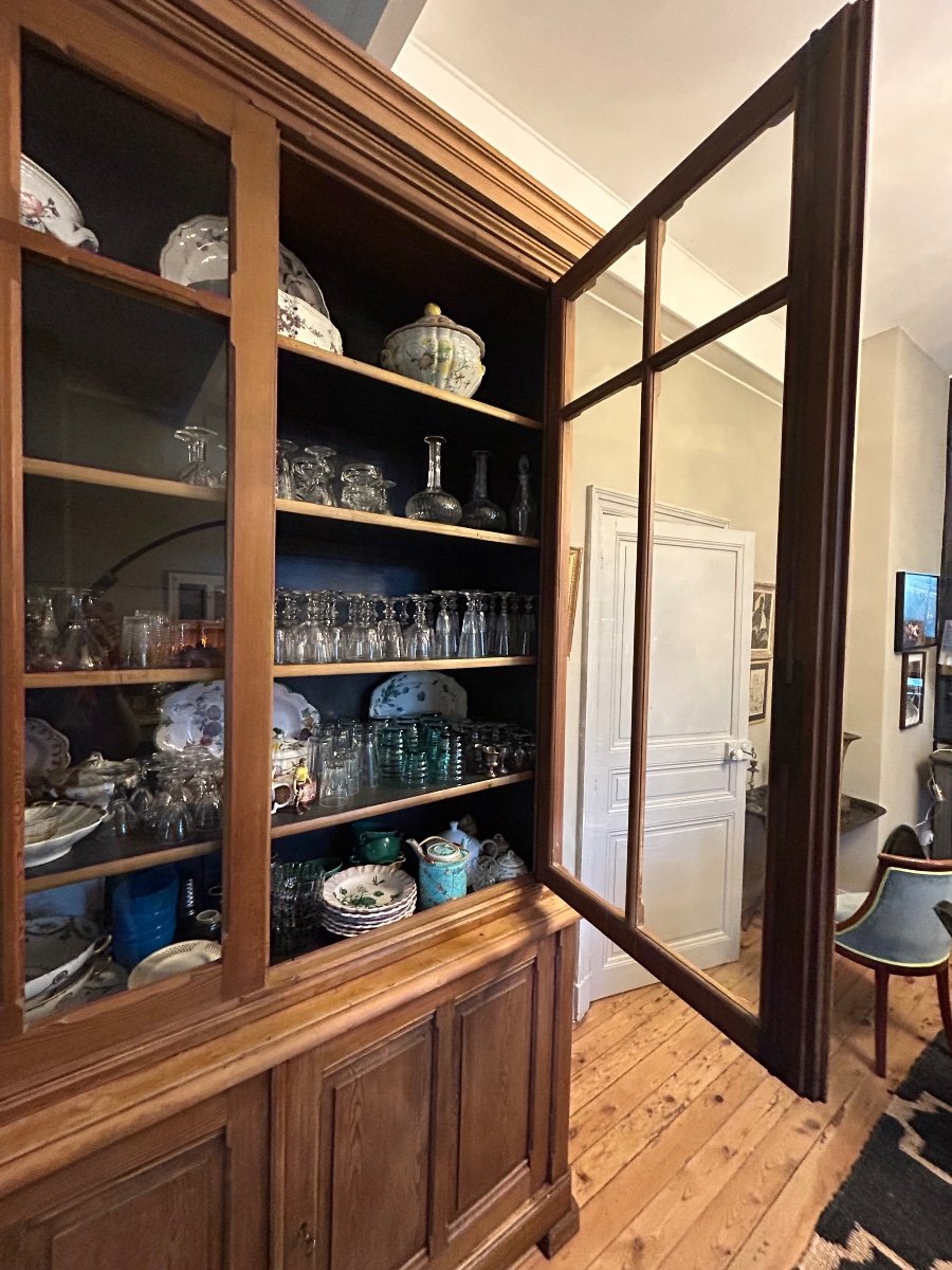 19th Century Two-body Glass Sideboard In Pitch Pine -photo-3