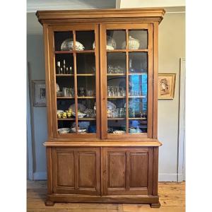 19th Century Two-body Glass Sideboard In Pitch Pine 