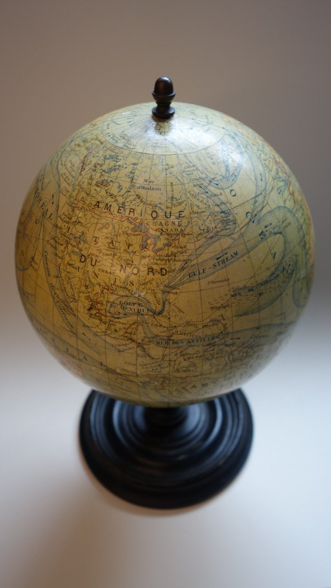 Terrestrial Globe Around 1900, Height 33cm, J. Lebègue&cie In Paris-photo-6