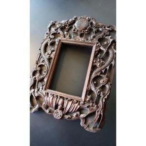 Carved Ironwood Frame With Representation Of Dragons, Indochina Early 20th Century