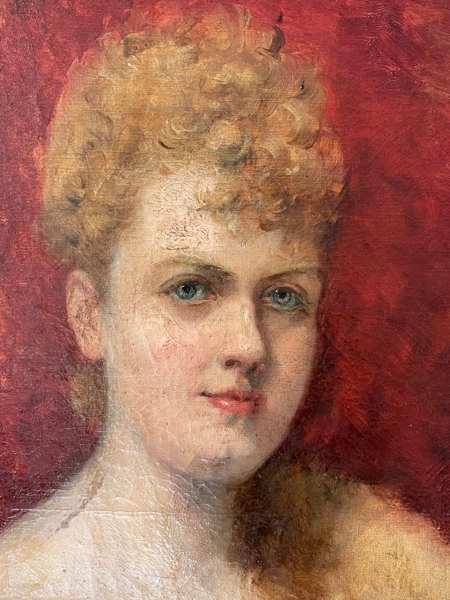Large Portrait Of An Elegant Circa 1900-photo-3