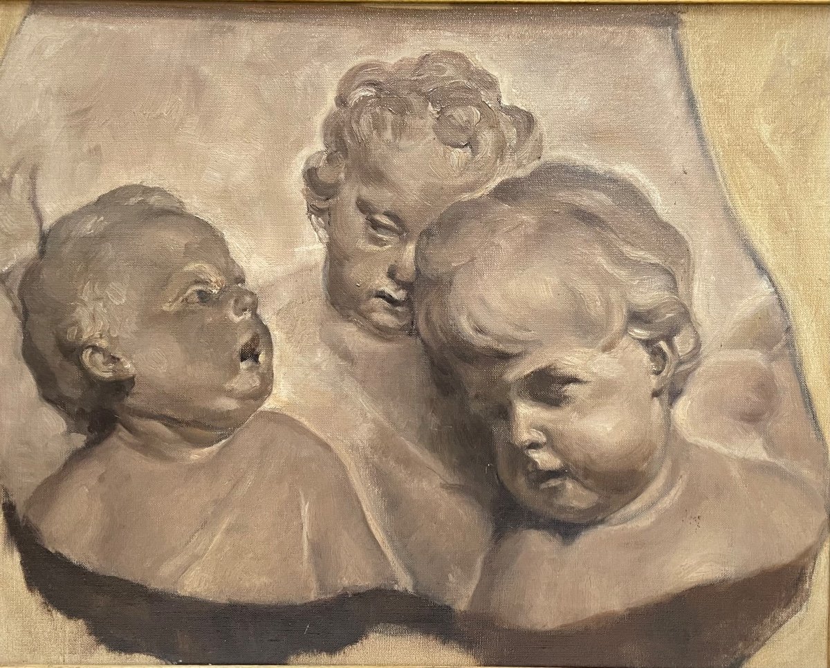 Grisaille, Têtes De Putti , Têtes D’angelots En Bas Relief -photo-4