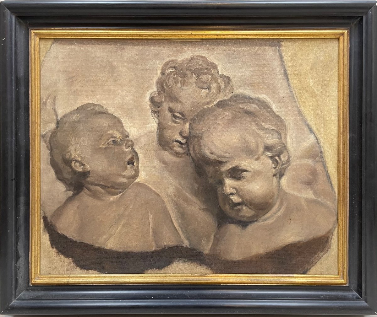 Grisaille, Têtes De Putti , Têtes D’angelots En Bas Relief 