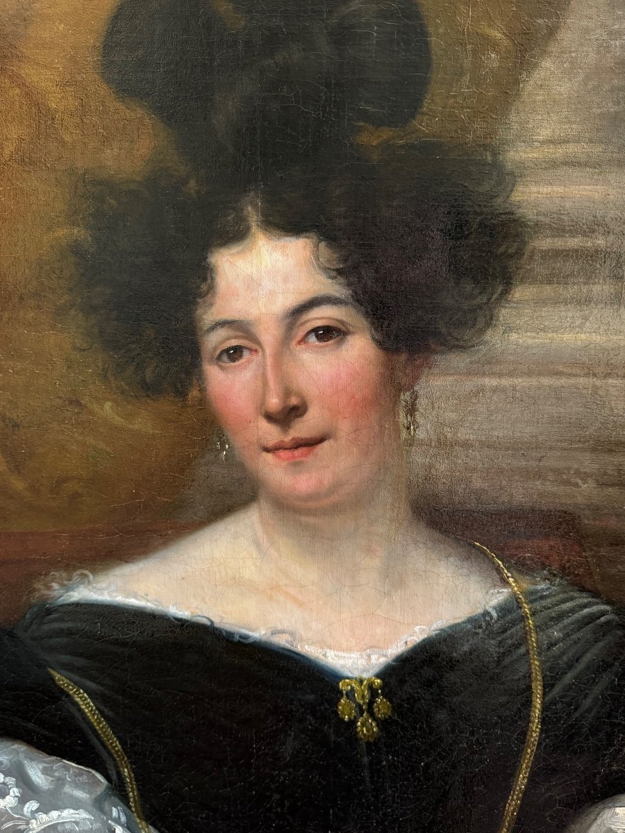 Grand Portrait D’une Dame De Qualité Par Xavier Sigalon 1830-photo-4