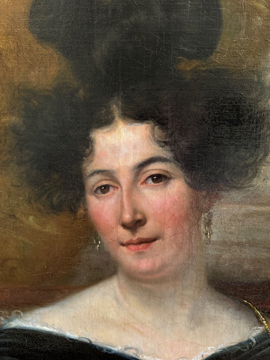 Grand Portrait D’une Dame De Qualité Par Xavier Sigalon 1830-photo-1