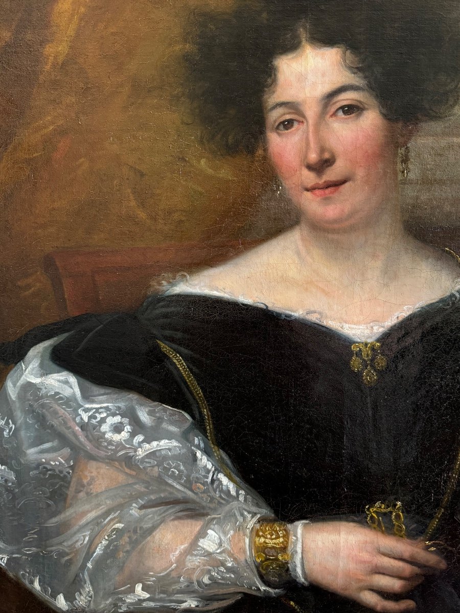 Grand Portrait D’une Dame De Qualité Par Xavier Sigalon 1830-photo-4