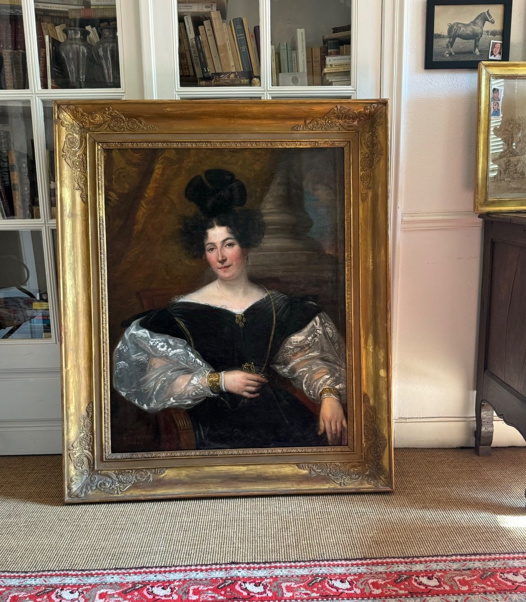 Grand Portrait D’une Dame De Qualité Par Xavier Sigalon 1830