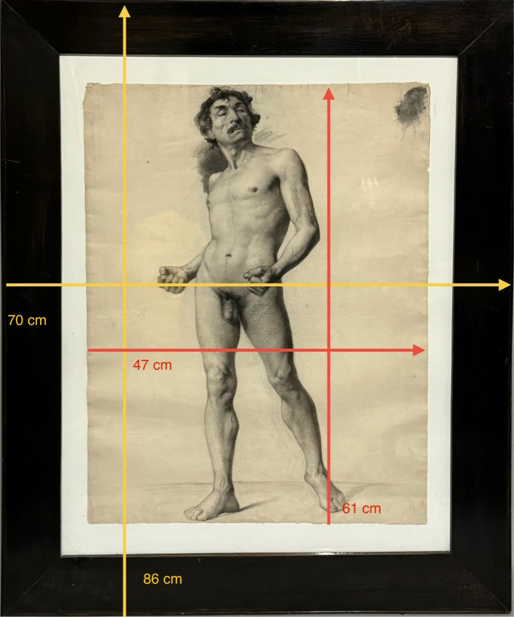 Dessin , Académie D’homme Nu 19ème-photo-2