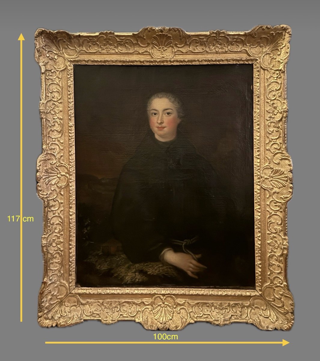 Large Portrait Of An Aristocrat In Its Period Frame -photo-2