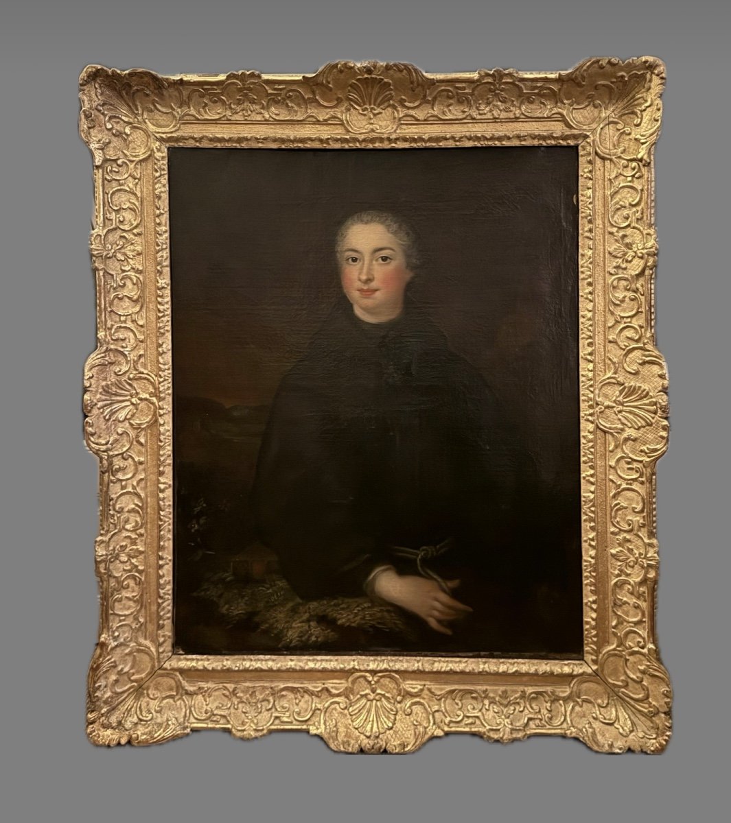 Large Portrait Of An Aristocrat In Its Period Frame 