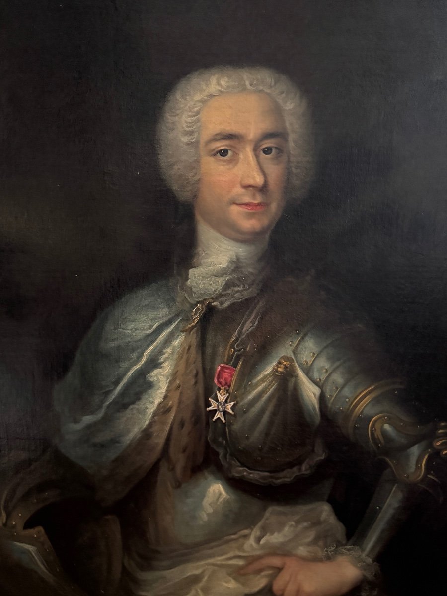 Large And Magnificent Military Portrait Of An Aristocratic Personage Circa 1750-photo-2