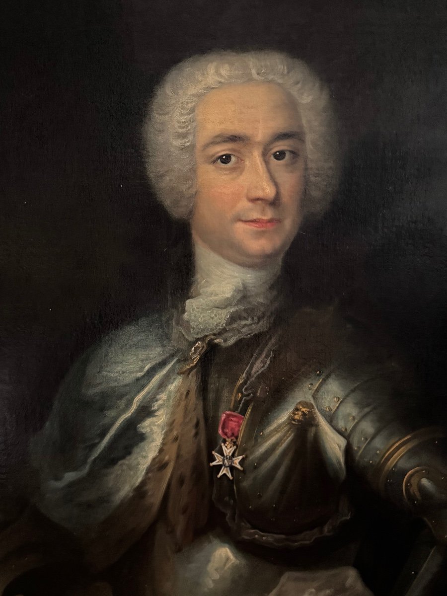 Large And Magnificent Military Portrait Of An Aristocratic Personage Circa 1750-photo-3