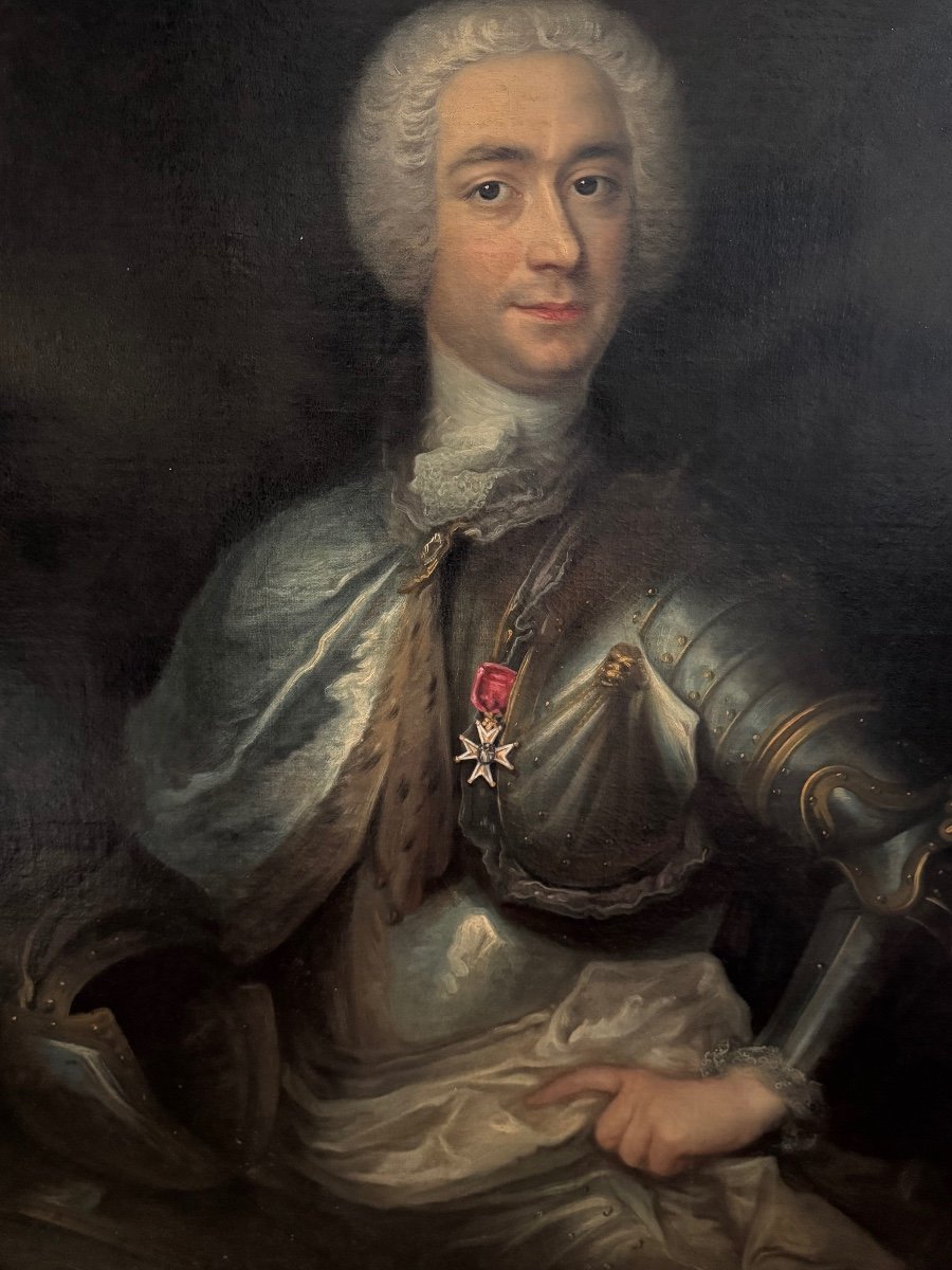 Large And Magnificent Military Portrait Of An Aristocratic Personage Circa 1750-photo-7