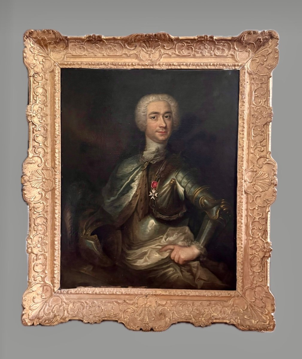 Large And Magnificent Military Portrait Of An Aristocratic Personage Circa 1750