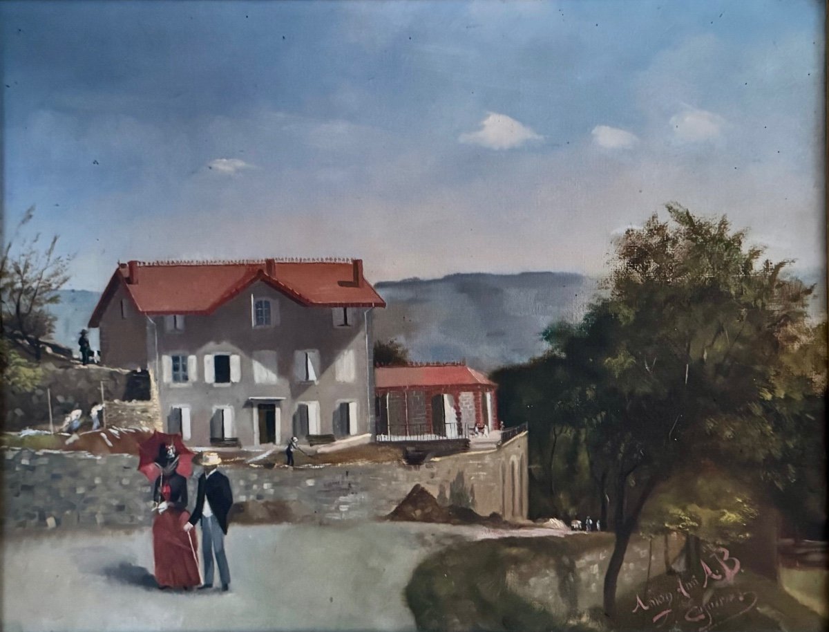 Scène De Village Circa 1900 , la promenade du dimanche .