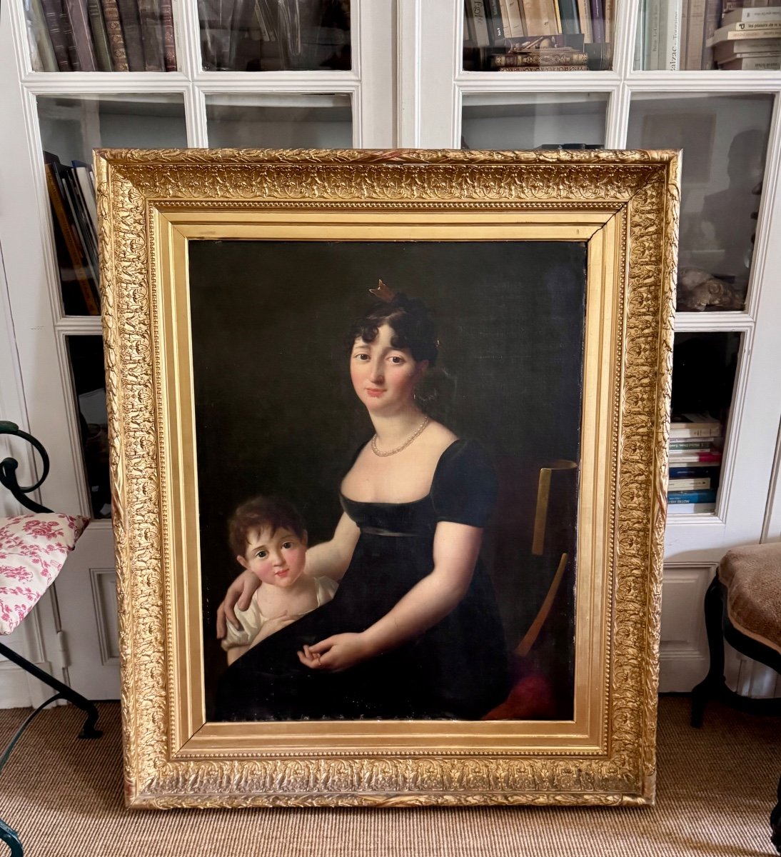 Large Portrait Of A Woman And Her Child Circa 1800