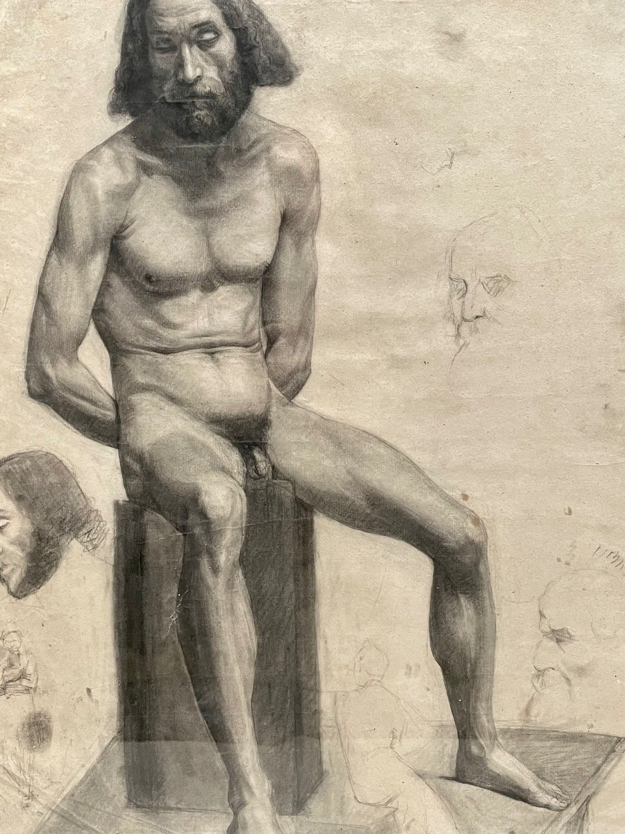 Drawing, Academy Of Naked Men, 19th Century-photo-1