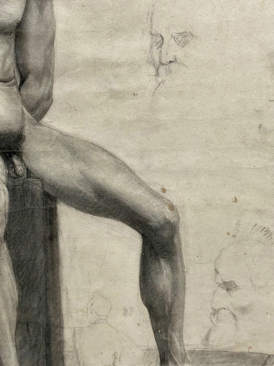 Drawing, Academy Of Naked Men, 19th Century-photo-4