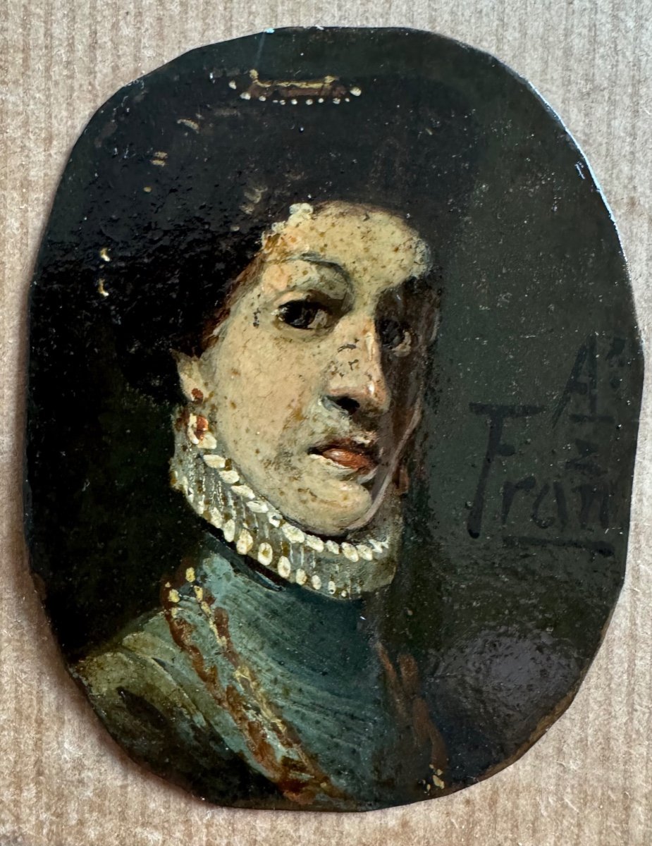 Small Portrait On Copper 17th Or 18th Century -photo-2