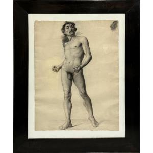 Drawing, Academy Of Naked Men 19th Century