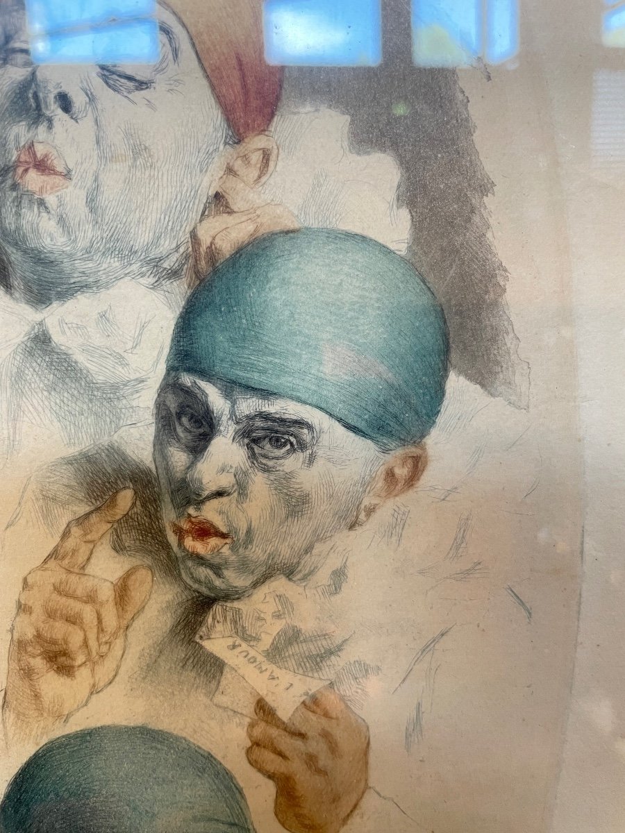 Armand Henrion (1875-1958) Gravure Au Pierrot Intitulé L’amour -photo-3