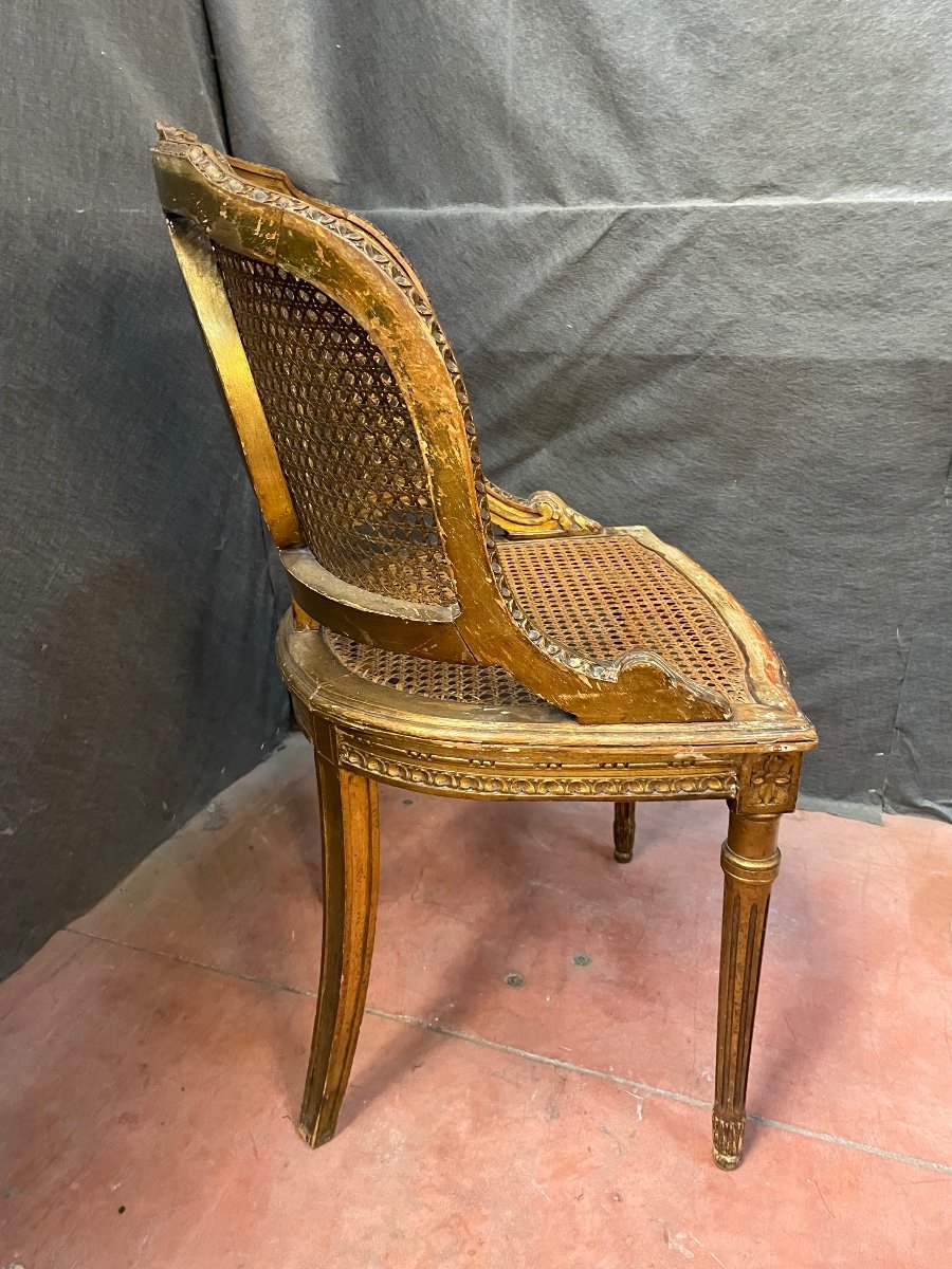 Fauteuil Gondole De Style Louis XVI En Cannage -photo-4