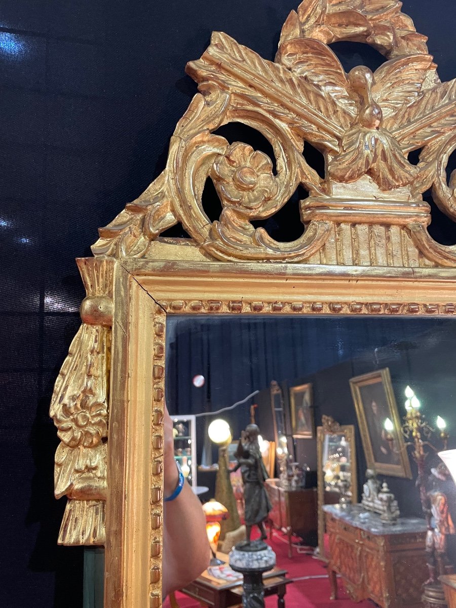 Louis XVI Style Golden Wood Mirror -photo-4