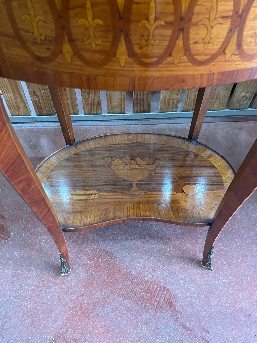 Table De Milieu En Marqueterie à Tirette  estampillée Daïdé françois-photo-4