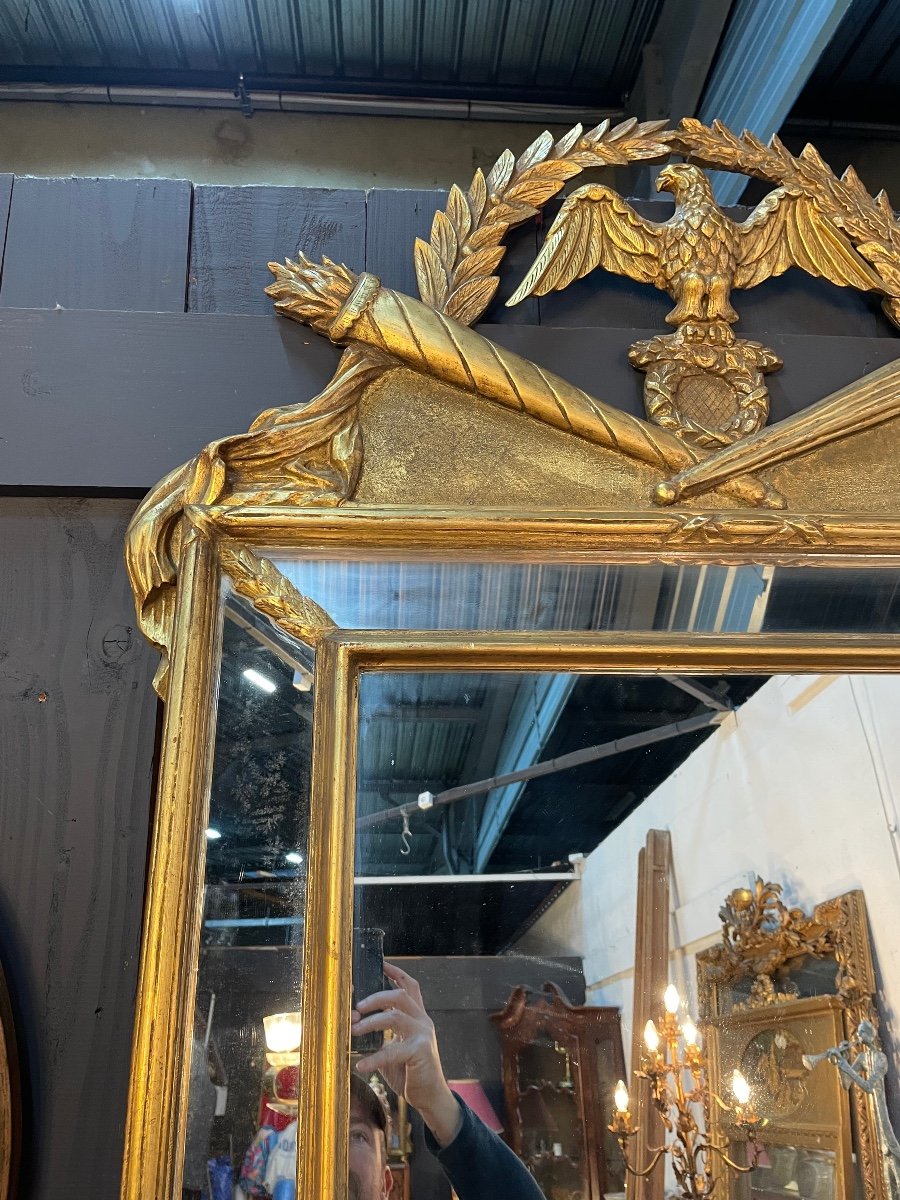 Large Louis XVI Style Close Mirror Topped With An Eagle -photo-4