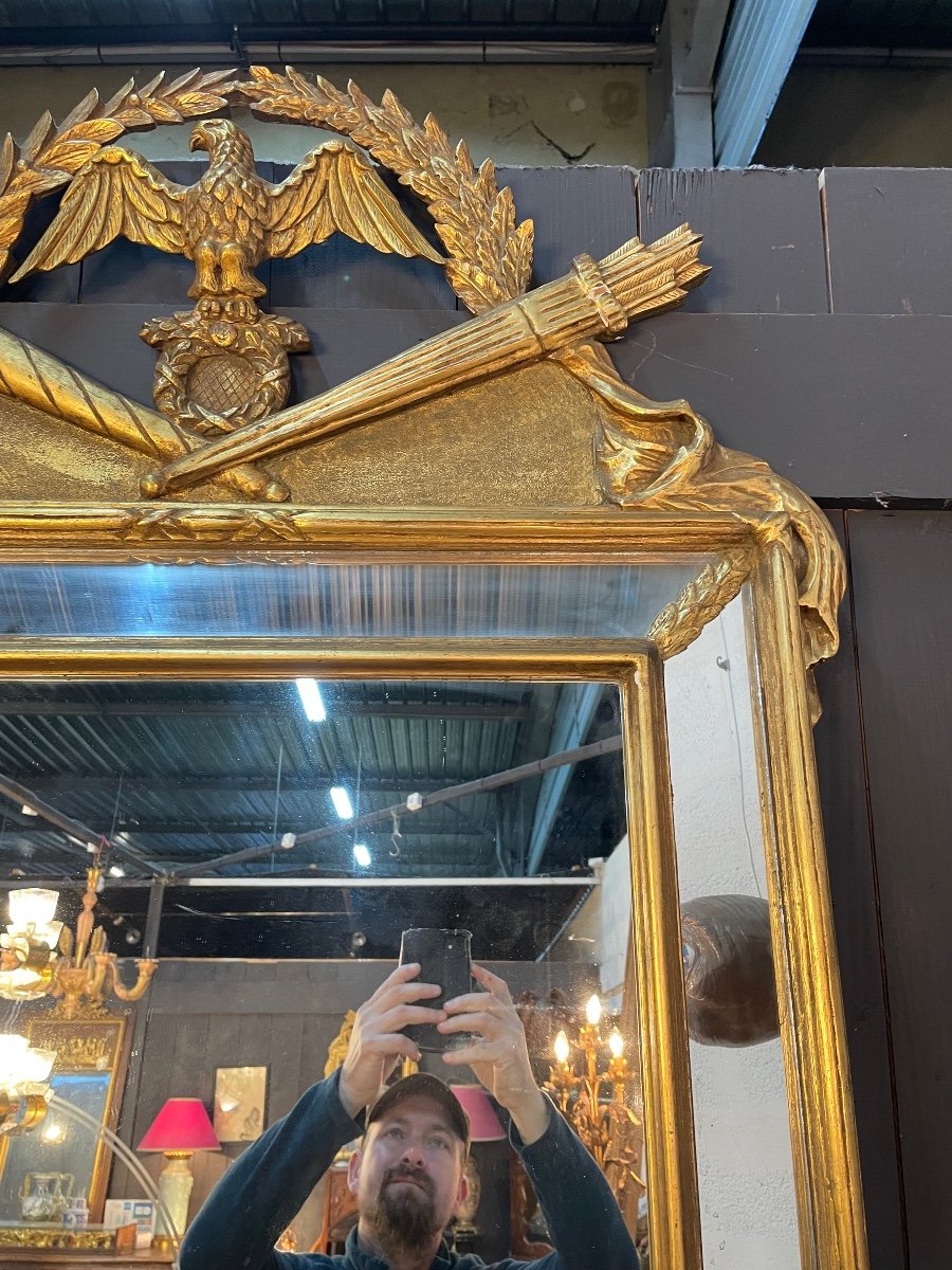 Large Louis XVI Style Close Mirror Topped With An Eagle -photo-2