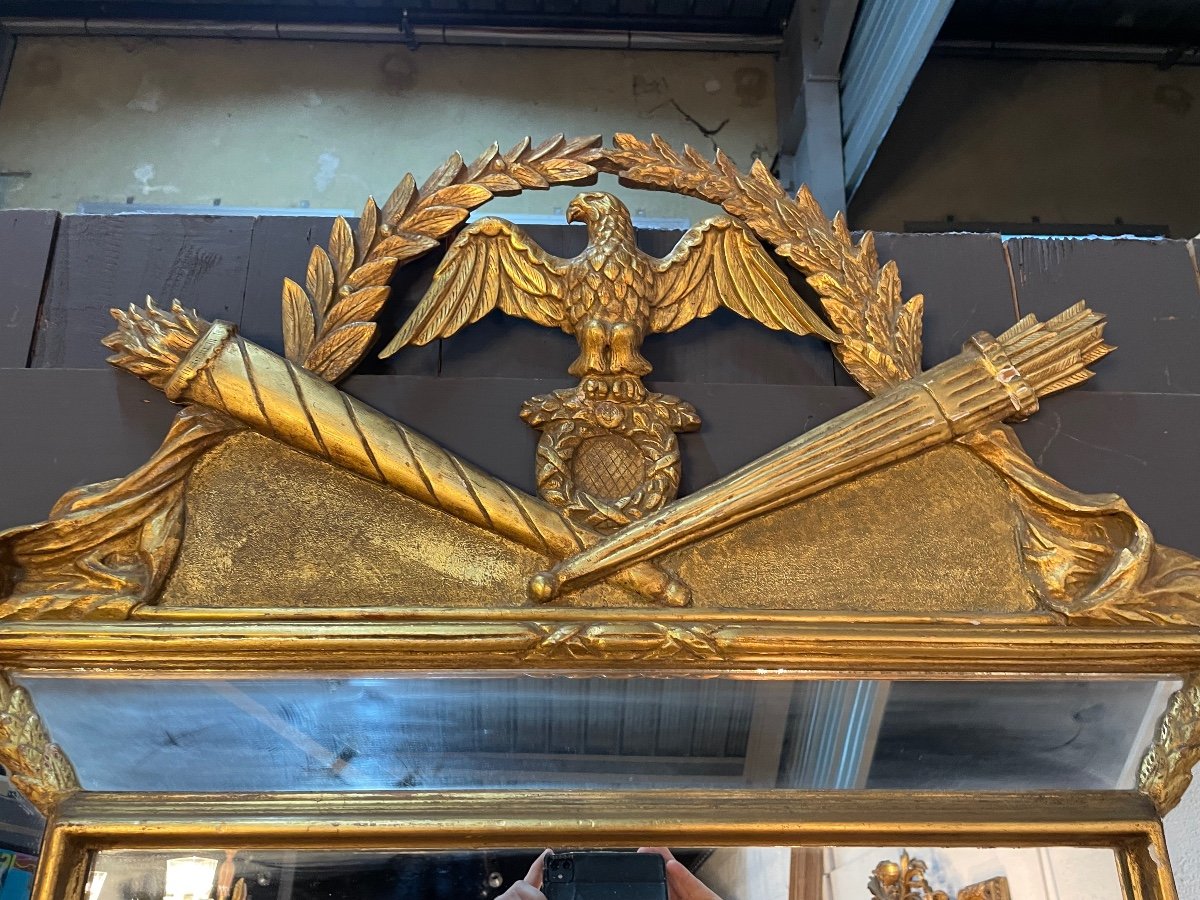 Large Louis XVI Style Close Mirror Topped With An Eagle -photo-3