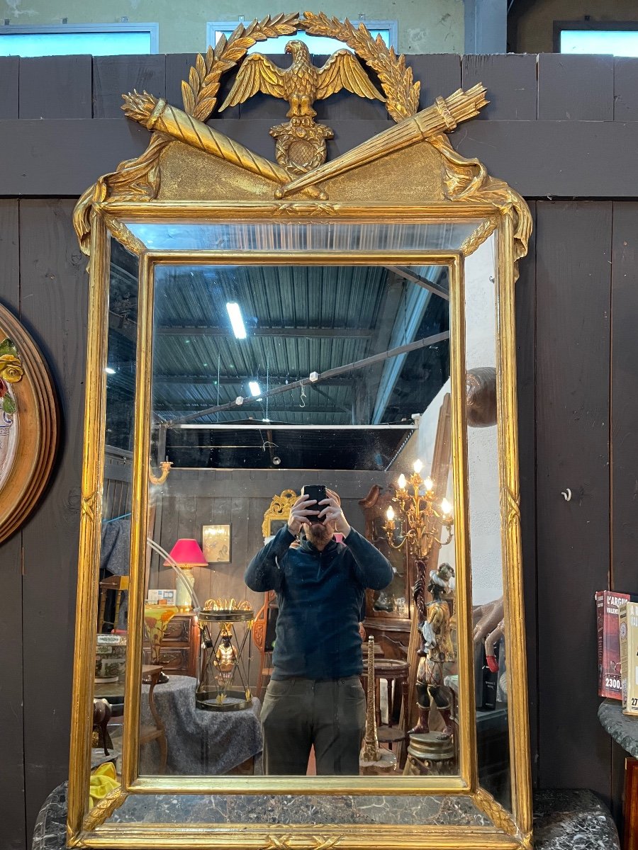 Large Louis XVI Style Close Mirror Topped With An Eagle 