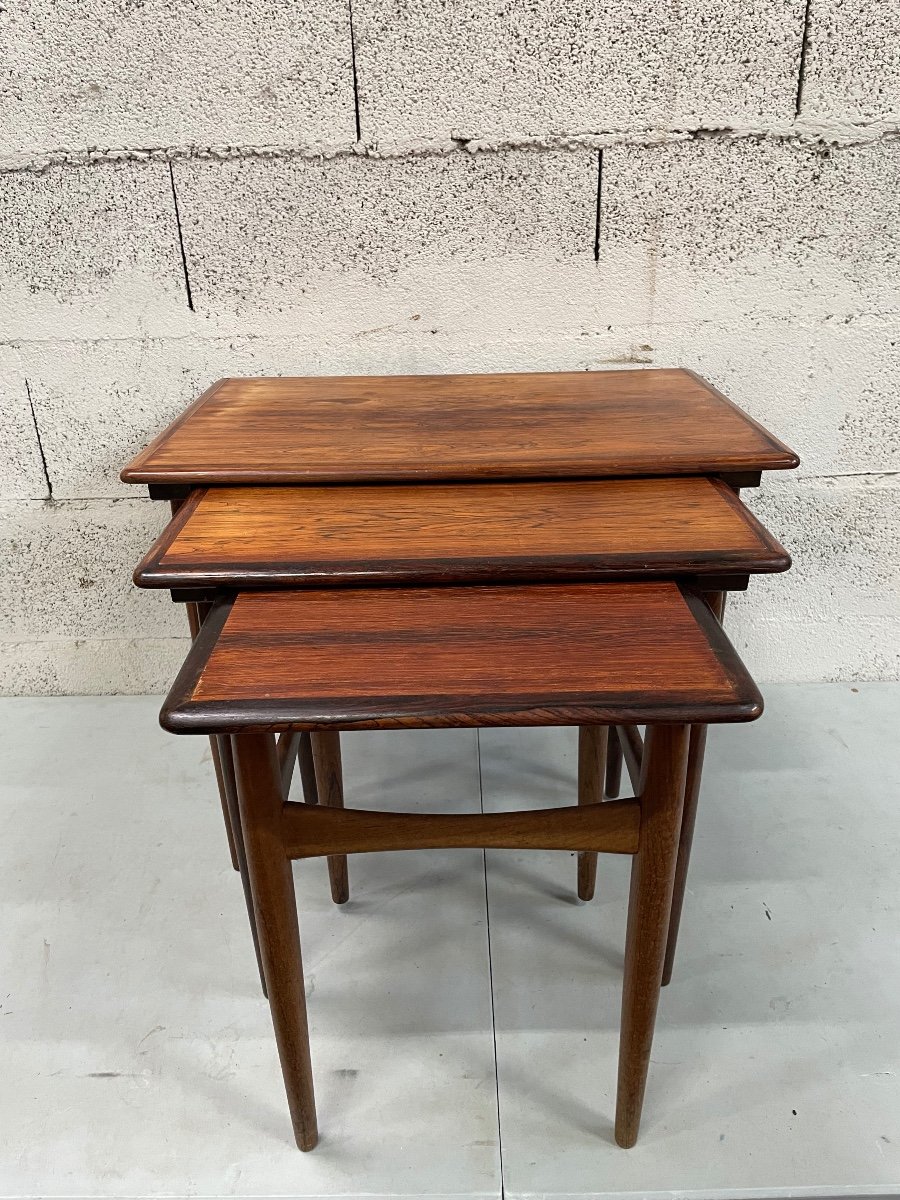 Nesting Tables In Solid Rio Rosewood By Danish Poul Hundevad-photo-2