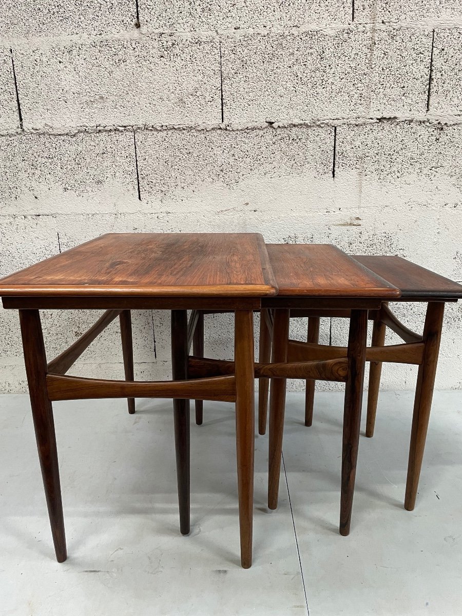 Nesting Tables In Solid Rio Rosewood By Danish Poul Hundevad-photo-3