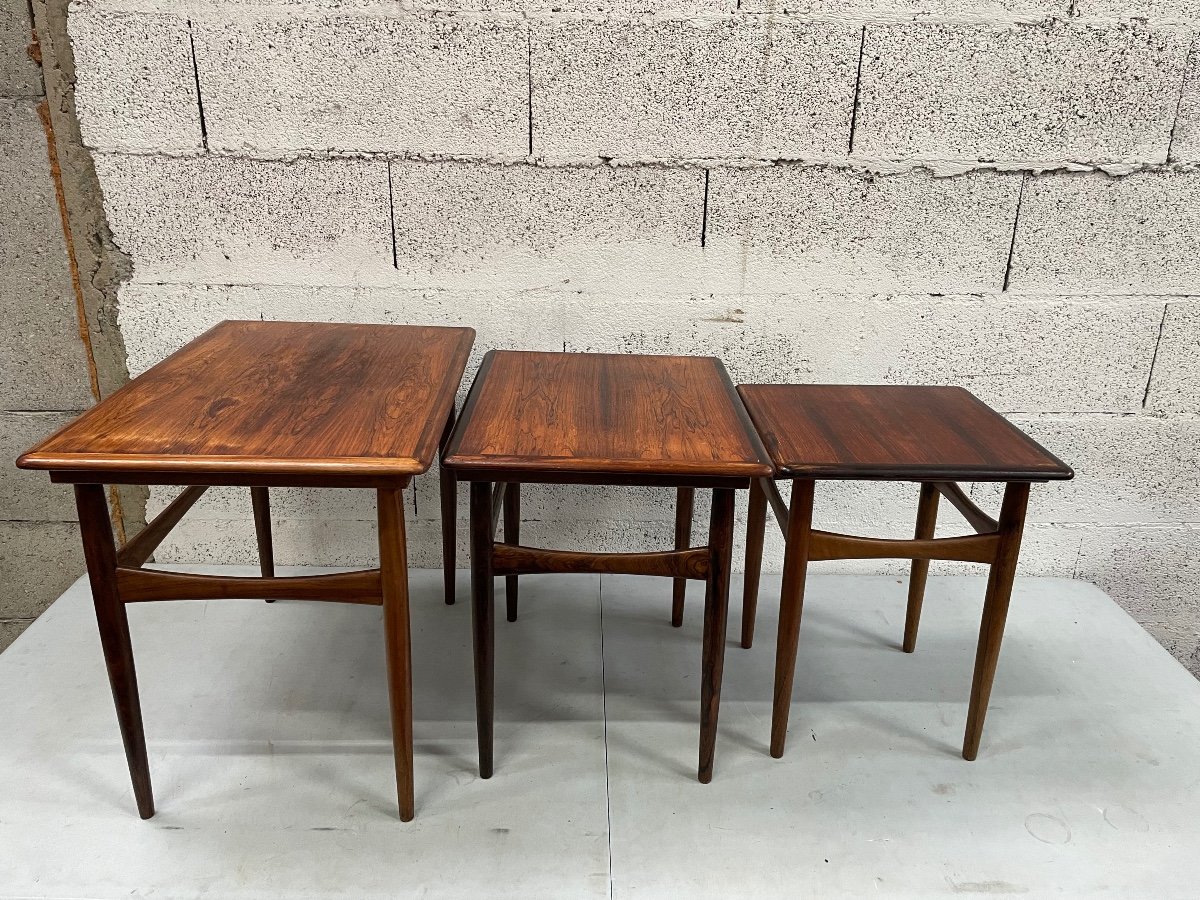 Nesting Tables In Solid Rio Rosewood By Danish Poul Hundevad-photo-1