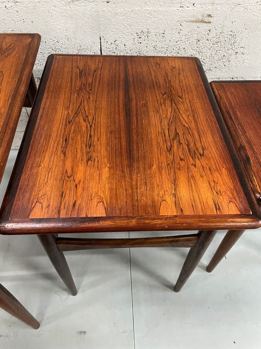 Nesting Tables In Solid Rio Rosewood By Danish Poul Hundevad-photo-3