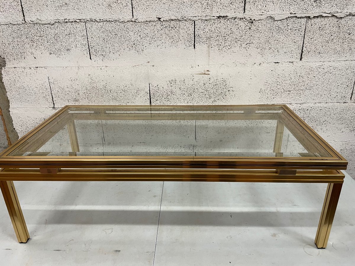 Pierre Vandel Gilded Brass Coffee Table In Paris 