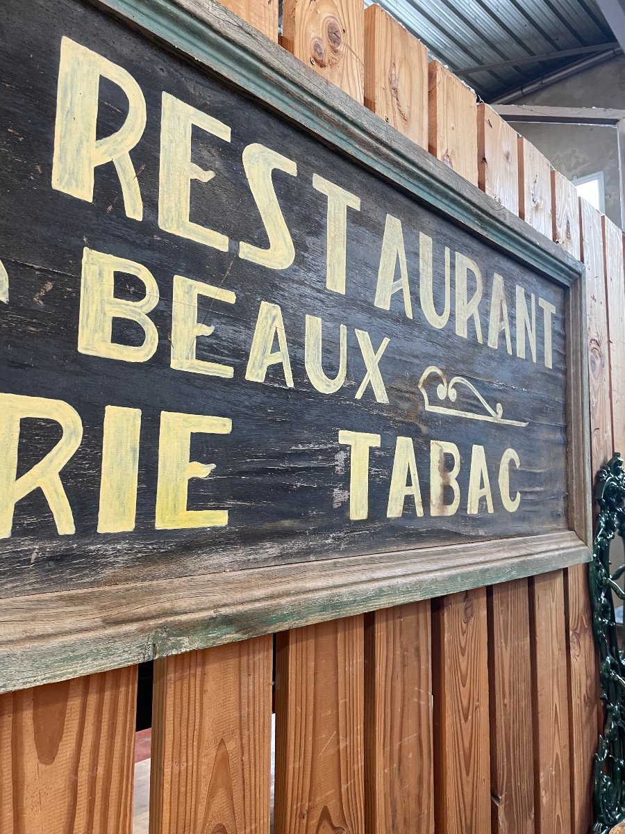 Vielle Enseigne En Bois D’un Café Restaurant épicerie Tabac -photo-3