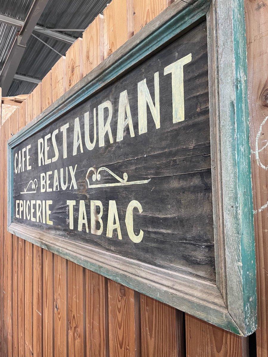 Vielle Enseigne En Bois D’un Café Restaurant épicerie Tabac -photo-6