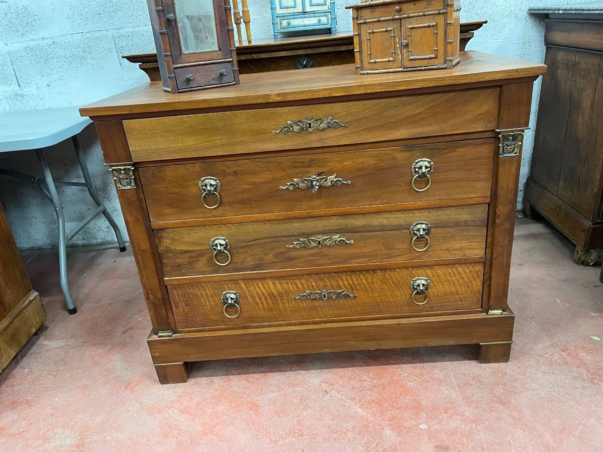 Commode D’époque Restauration En Noyer 