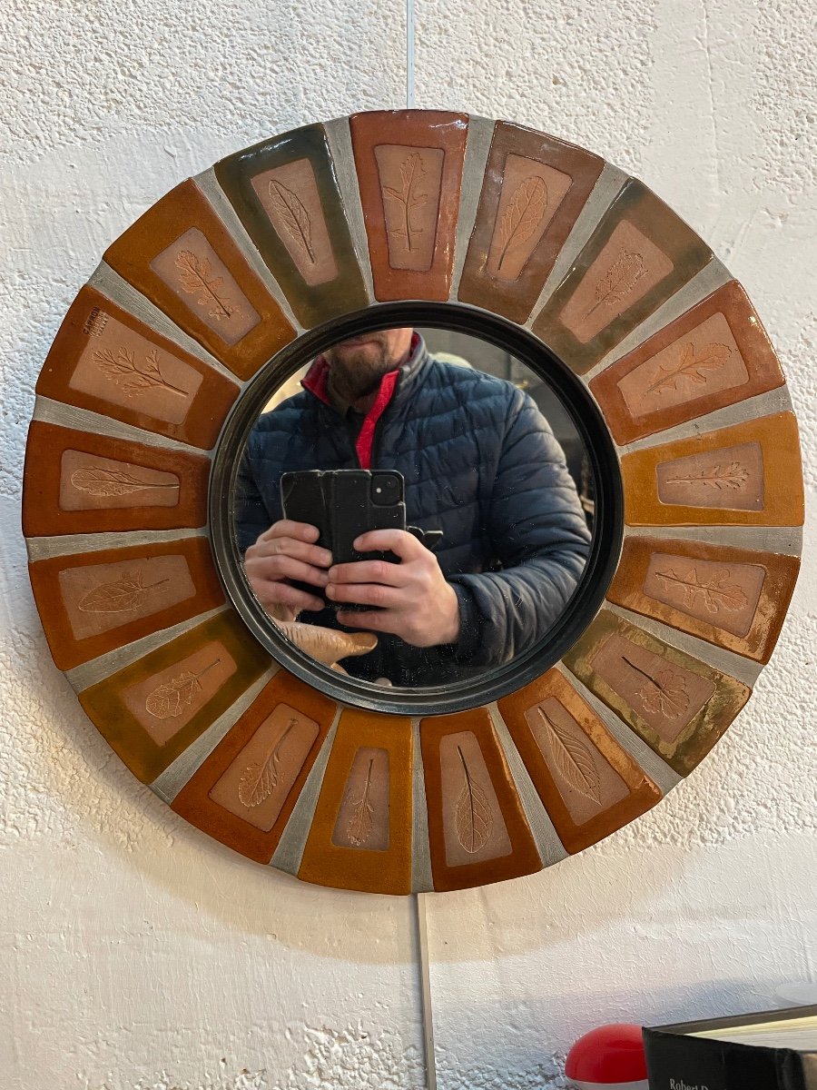 Circular Mirror Herbarium Model By Roger Capron (1922-2006) 