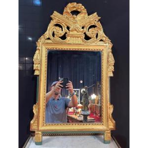 Louis XVI Style Golden Wood Mirror 