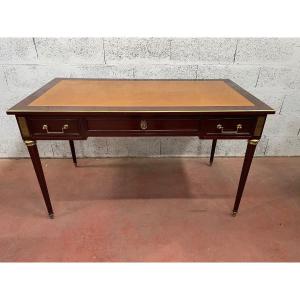 Louis XVI Style Mahogany Bureau Plat Stamped Maillefert