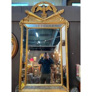 Large Louis XVI Style Close Mirror Topped With An Eagle 