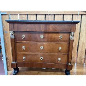 Empire Period Chest Of Drawers Return From Egypt In Mahogany 