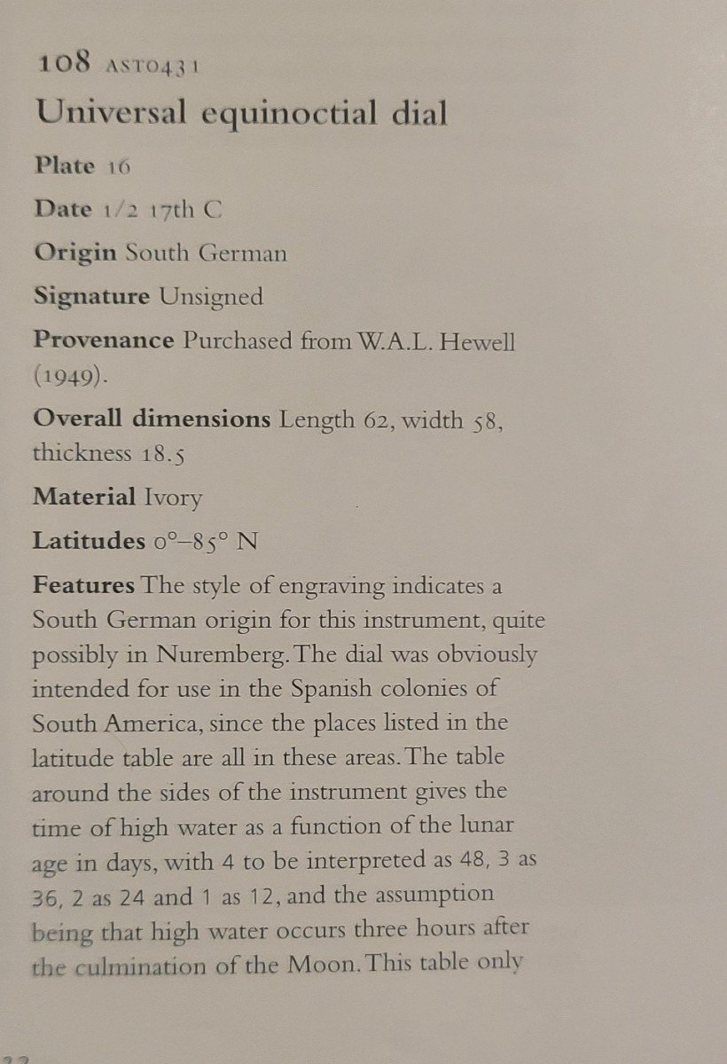 Cadran Solaire et boussole Daté  1604 En Ivoire  pour les colonies espagnoles d'Amérique du sud-photo-7